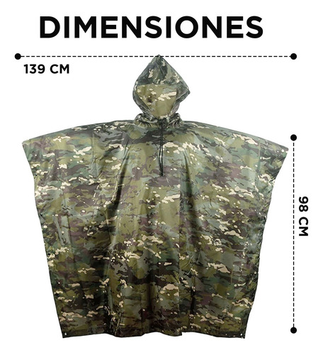 Impermeable Pocho Para Lluvia Diseño Camuflaje Unitalla Verde Claro Unitalla