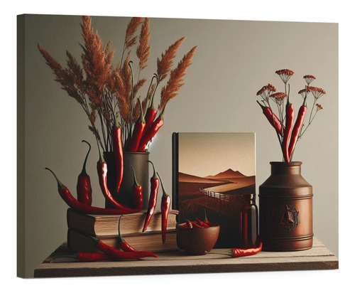 Cuadro Decorativo Canvas Macetas De Chile Rojo Art 150x110