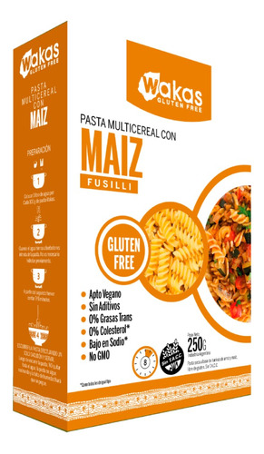 Pasta Fusilli Multicereal Wakas Maiz Sin Tacc 250g