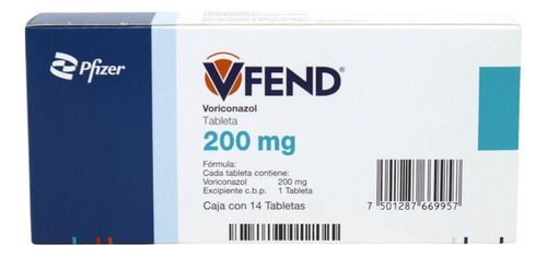 Vfend Voriconazol 200mg Pfizer 14 Tabletas