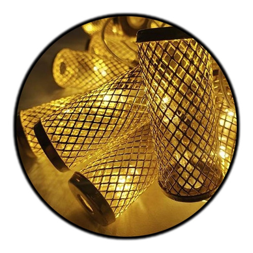 Guirnalda Decorativa Led 3mt Cilindro Gold Calida 3 Pilas Aa