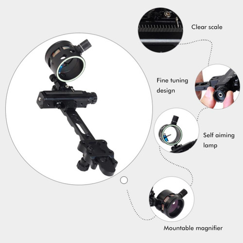 Compound Bow Sight, Barra Larga, 1 Pin, Ajustes De Microclic