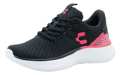 Tenis Charly Running Para Mujer Entrenamiento Negro Rosa Suela Eva