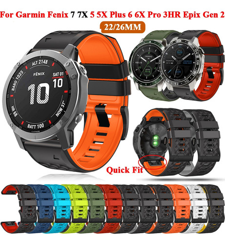 Correa De Silicona De 22 Y 26mm Para Garmin Fenix 8 Fe 6x 5x
