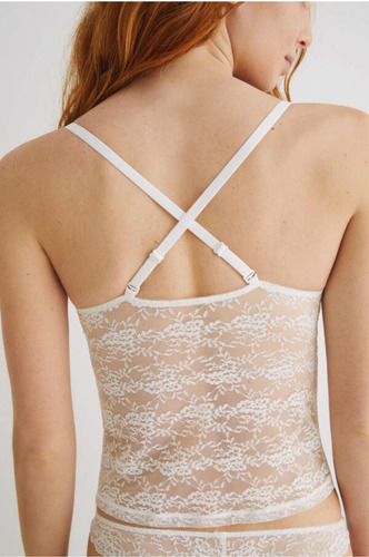 Camiseta Tirantes Encaje Blanco Transparente