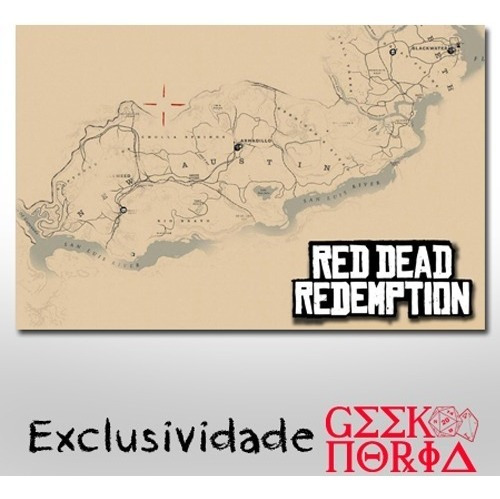 Imagem 1 de 1 de Placa Decorativa Gamer Red Dead Redemption 1 Mapa