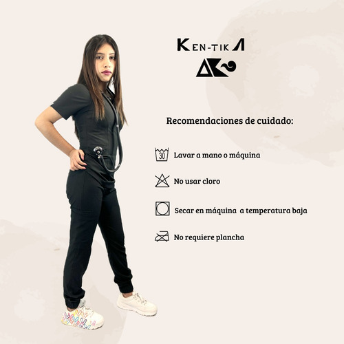 Uniforme Quirurgico Dama Scrub Jogger Stretch Ken-tika Negro Lisa L