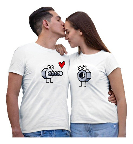 Poleras Duo Con Diseño Pareja Tornillo- Amor - Enamorados