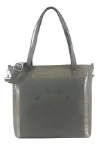 Comprar Cartera Amayra Verde Simil Cuero Tote 67.c2305.3 Acabado De Los Herrajes Plateado Color Verde Musgo Correa De Hombro Verde Musgo Diseño De La Tela Lisa