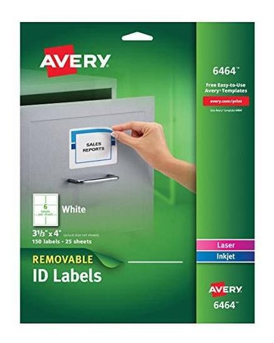 Avery Extraíble ******* X 4 Pulgadas En Blanco Id Labels 150