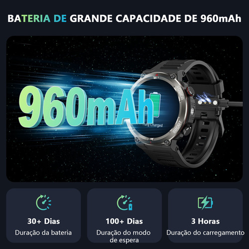 Relógio Inteligente Baolubao W50 Resistente Água IP68 Cor Preta