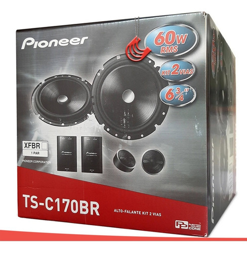 Imagem 6 de 7 de Kit 2 Vias Alto-falante 6 Polegada 220wrms Ts-c170br Pioneer