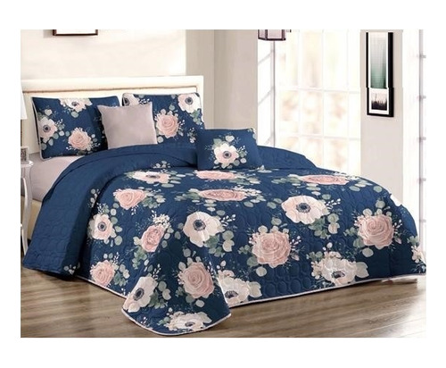 Cobertor Quilt Verano Cubrecama Reversible Plaza Y Media---