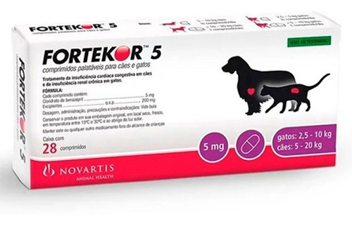 Fortekor 5mg Elanco 28 Comprimidos Para Cachorro E Gato