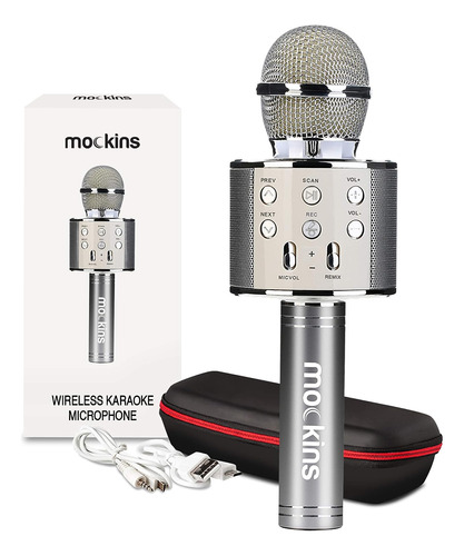 Micrófono De Karaoke Bluetooth Nevlers Silver Para Niños...