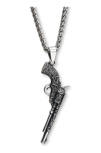 Collar Chulada, Colt Revolver De Acero Inox Hipoalerg. P0381