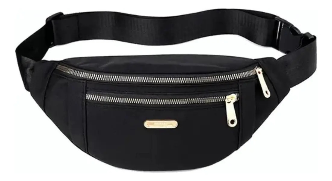 Cangurera Deportiva De Viajeimpermeable Amplia Capacidad Color Negro