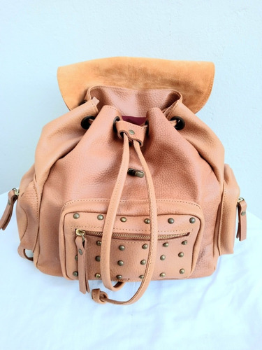 Mochila 100% Cuero Natural Color Suela