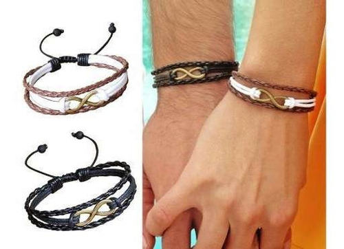 Pulseira Casal Infinito Presente Dia Dos Namorados Ajustável