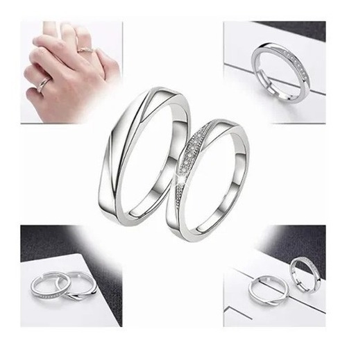 Imagen 2 de 6 de Pareja Anillos Plata Para Hombre Y Mujer + Caja Para Anillos