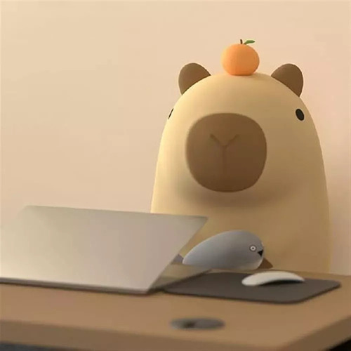 Lámpara De Noche De Silicona Capybara Con Control Táctil.
