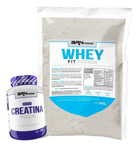 Kit Whey Protein Concentrate Blend Mix 500g + Creatina 100g Sabor Morango