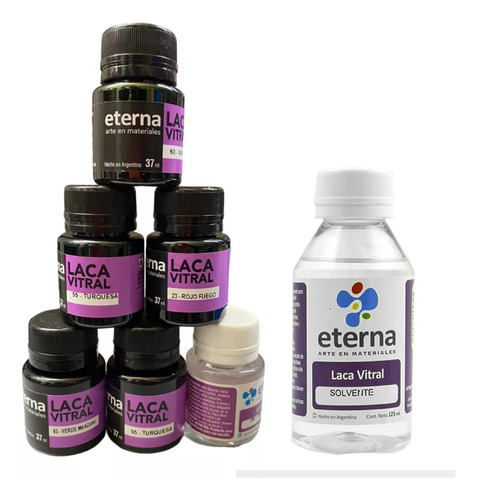 21 Laca Vitral Eterna 37ml + Solvente Para Vidrio O Metal