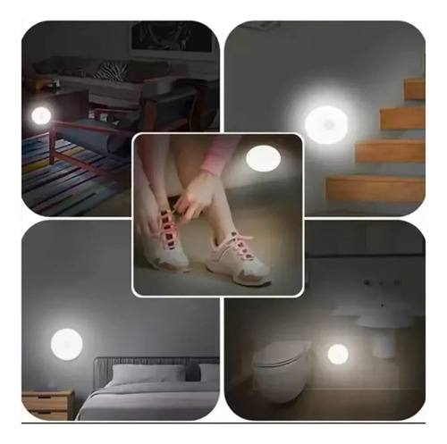 Luz Led Con Sensor Movimiento Recargable Usb Adhesiva Iman Interior Clóset Escalera Noche Emergencia Luz Nocturna Automática Pared Techo 100° Blanca