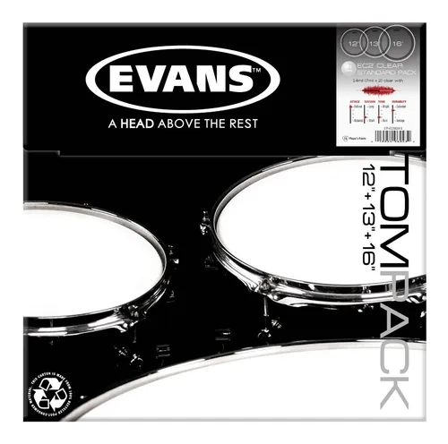 Set Parches Evans Tom Pack Ec2 Transpare 10 12 16 Etpec2clrr