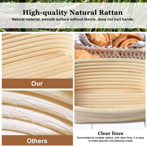 Cesta Ovalada Para Hacer Pan Banneton, Ratán Natural De 25 C