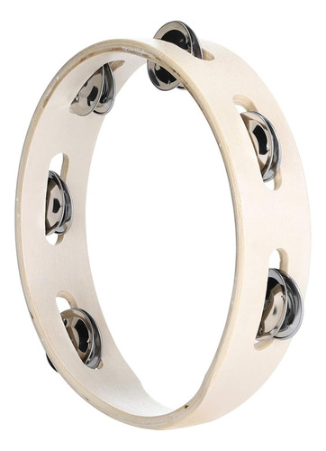 Pandero Madera 8pulgadas Sonajas Metal Para Fiestas Y Educar Color De La Madera
