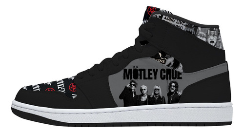 Tenis Mötley Crüe Negro Música Merch Hi Top Bota