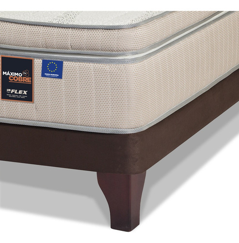 Cama Europea Maximo Cobre Flex 2 Plazas Bd + Respaldo Crudo