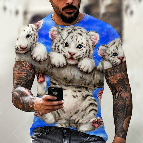 Camiseta De Impresión 3d De Patrón De Tigre Lindo De Moda