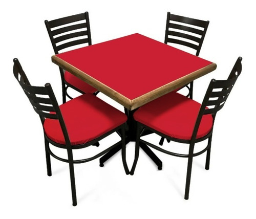 Juego de comedor Itluam Muebles Itluam Muebles COMEDOR ESTÁNDAR ITALIA EMBOQUILLADO COMEMB color rojo con 4 sillas mesa de 75cm de largo máximo x 75cm de ancho x 72cm de alto