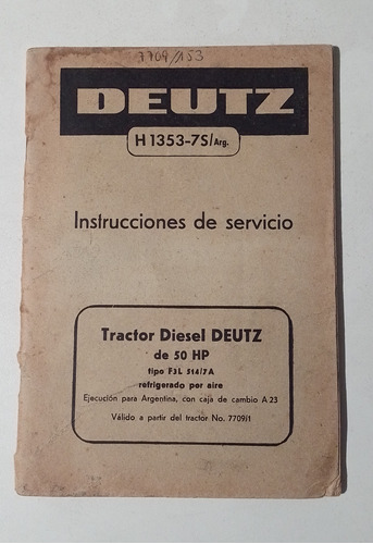 Manual Instrucciones De Servicio Tractor Deutz F3l 514/7a