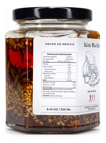 Salsa Macha Con Aceite De Oliva Extra Virge 250g Para Pizza