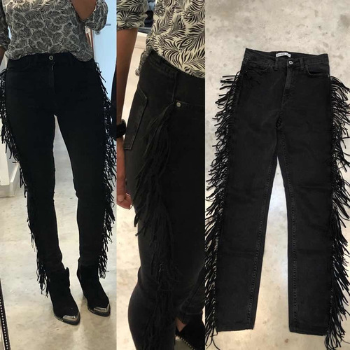 Jean Negro Zara Flecos Laterales