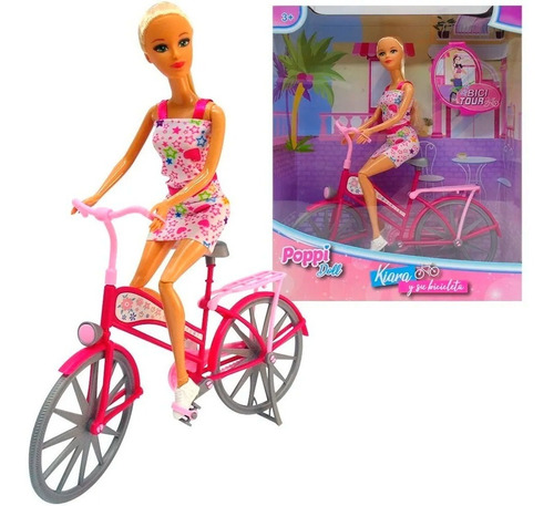 Imagen 2 de 7 de Muñeca Kiara Y Su Bicicleta Nenas Juguetes Niñas Juegos