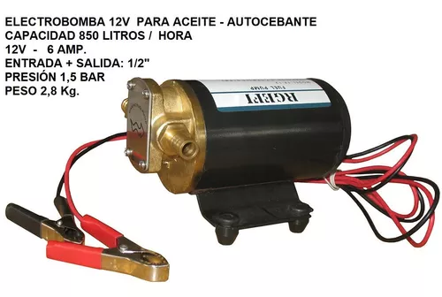 Bomba eléctrica para extraer o trasegar gasoil 12 voltios - Caudal 45  litros por minuto - Entrada y salida 3/4 - Switch de encendido y…