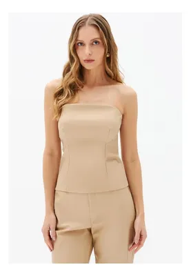 Blusa Corset Sem Alças Bege M