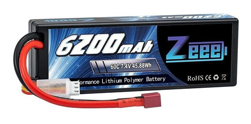Bateria Lipo 7.4v 6200mah 60c 2s T Plug Zeee