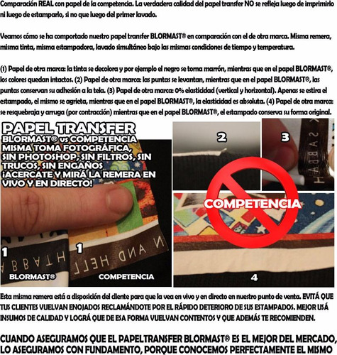 Imagen 5 de 10 de Papel Transfer Blormast Classic Oscura 10 Hojas A4 + 2 Teflonados Termicos - Colores 100% Intensos Definición Hd