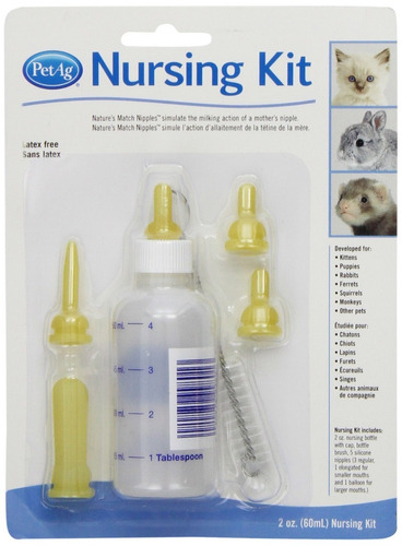 Biberón Para Cachorros Y Gatitos 60 Ml Kit Con Repuestos