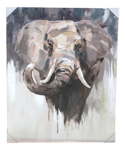 Cuadro Decorativo Grande Elefante Animal Colorido En Madera
