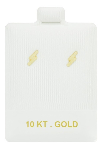 Imagen 4 de 4 de Broquel/arete De Oro Sólido 10k Forma Rayo. Estuche Regalo.