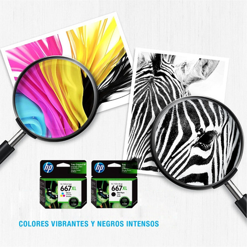 Imagen 4 de 7 de Cartucho Hp 667xl Negro + Hp 667xl Color Pack Original 1275