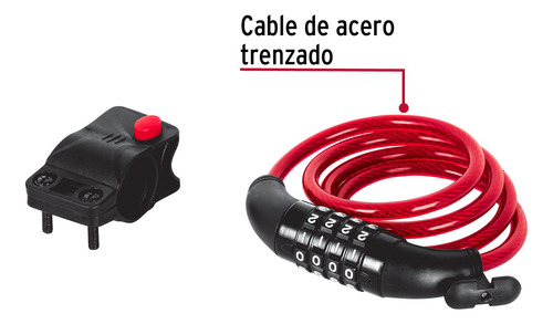 Candado De Cable Con Combinacion 8mm X 1 Metros Hermex