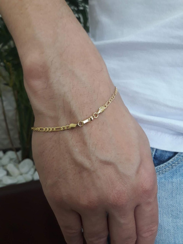 Kit Corrente Pingente E Pulseira Masculina Banhada Ouro 18k