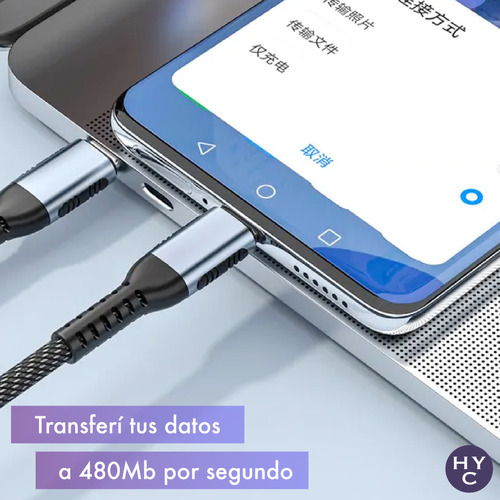 Cable Premium Usb C A Usb C 1 Mt Carga Super Rapida